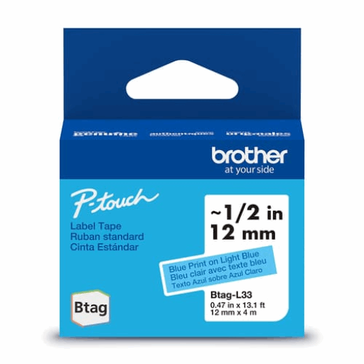 Brother Genuine BTAGL33 Non-Laminated Tape for P-touch Label Makers, Blue on Blue ? 12 mm wide x 4 m long – PTouch | Brother