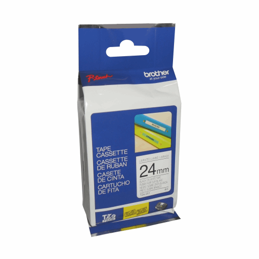 Brother Genuine TZe251 Black on White Laminated Tape for P-touch Label Makers, 24 mm wide x 8 m long – PTouch | Brother
