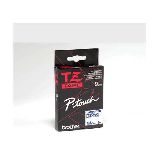 Brother Genuine TZe223 Blue on White Laminated Tape for P-touch Label Makers, 9 mm wide x 8 m long – PTouch | Brother