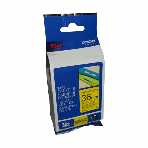 Brother Genuine TZe661 Black on Yellow Laminated Tape for P-touch Label Makers, 36 mm wide x 8 m long – PTouch | Brother