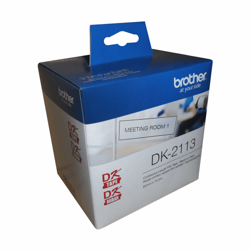 Brother DK-2113 Black/Clear Continuous Length Film Label - 2.4" x 50' (62 mm x 15.2 m) – PTouch | Brother