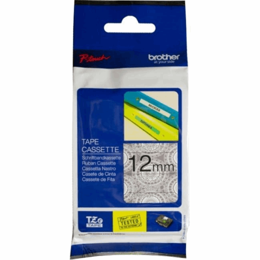 Brother Genuine TZeMPSL31 Black Print on Silver Lace Tape for P-touch Label Makers, 12 mm wide x 4 m long – PTouch | Brother