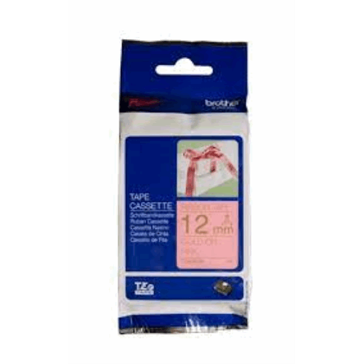 Brother Genuine TZERE34 Decorative Gold on Pink Satin Ribbon for P-touch Label Makers, 12 mm wide x 4 m long – PTouch | Brother