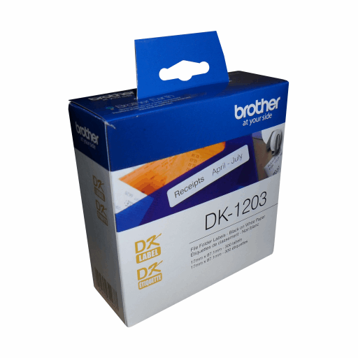 Brother DK-1203 File Folder Paper Label (300 Labels) 0.66" x 3.4" (17 mm x 87.1 mm) – PTouch | Brother