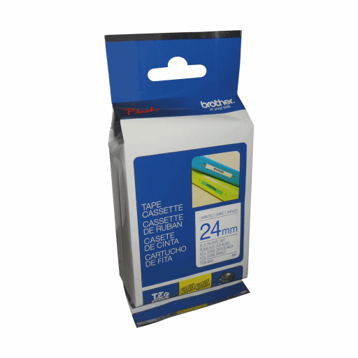 Brother Genuine TZe253 Blue on White Laminated Tape for P-touch Label Makers, 24 mm wide x 8 m long – PTouch | Brother