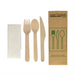 Compostable Wooden Cutlery Set- 6.5" Knife, Fork, Spoon and Napkin in Paper Bag (50 sets/pack) – Food Service | Globe Commercial Products