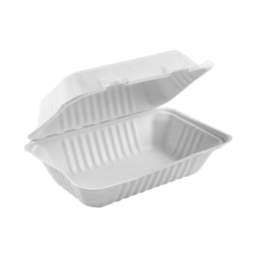 Compostable Hinged Containers - White / 8" X 8" X 3" (pack of 50) – Food Service | Globe Commercial Products