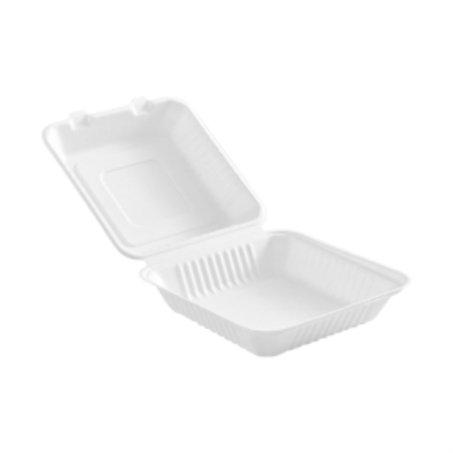 Compostable Hinged Containers - 6" X 6" X 3" / White (pack of 50) – Food Service | Globe Commercial Products
