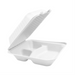 Compostable Hinged Containers - 9" x 9" x 3" / White / 3 Compartment - (Pack of 50) – Food Service | Globe Commercial Products