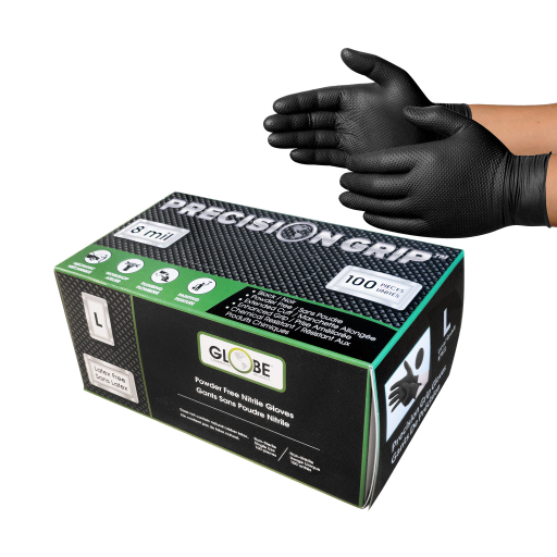 Precision Grip? 8mil Nitrile Powder Free Gloves - Large / Black, box of 100 – Gloves | Globe Commercial Products