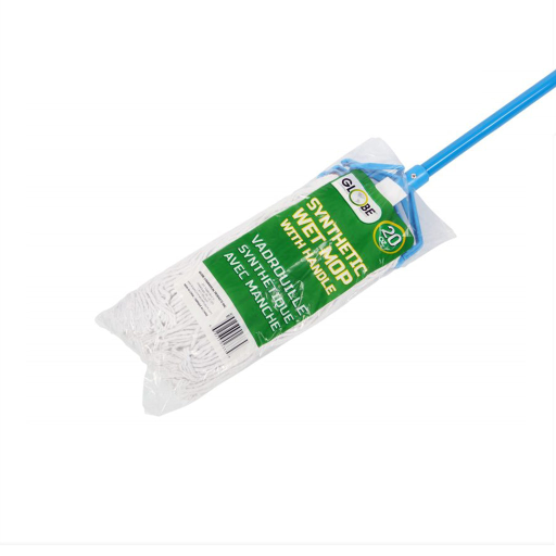 Combo Mop Set - 20oz Synthetic Mop with 54" Metal Handle Quick Release – Floor Cleaning | Globe Commercial Products