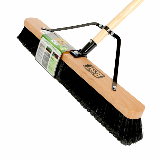 24" Assembled Wood Block Contractor push broom-Medium – Floor Cleaning | Globe Commercial Products