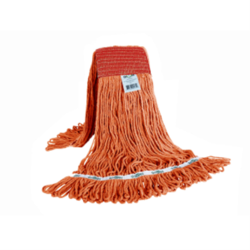 Syn-Pro? Synthetic Looped End Wet Mop Wide Band Orange 20oz – Floor Cleaning | Globe Commercial Products