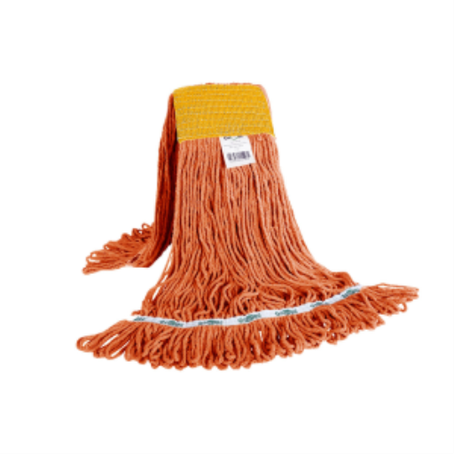 Syn-Pro? Synthetic Looped End Wet Mop Wide Band Orange 24oz – Floor Cleaning | Globe Commercial Products