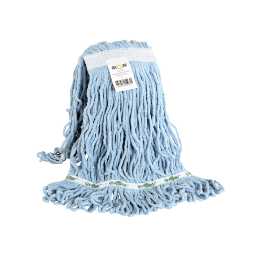 Syn-Pro? Synthetic Looped End Wet Mop Narrow Band Blue 12oz Bagged – Floor Cleaning | Globe Commercial Products