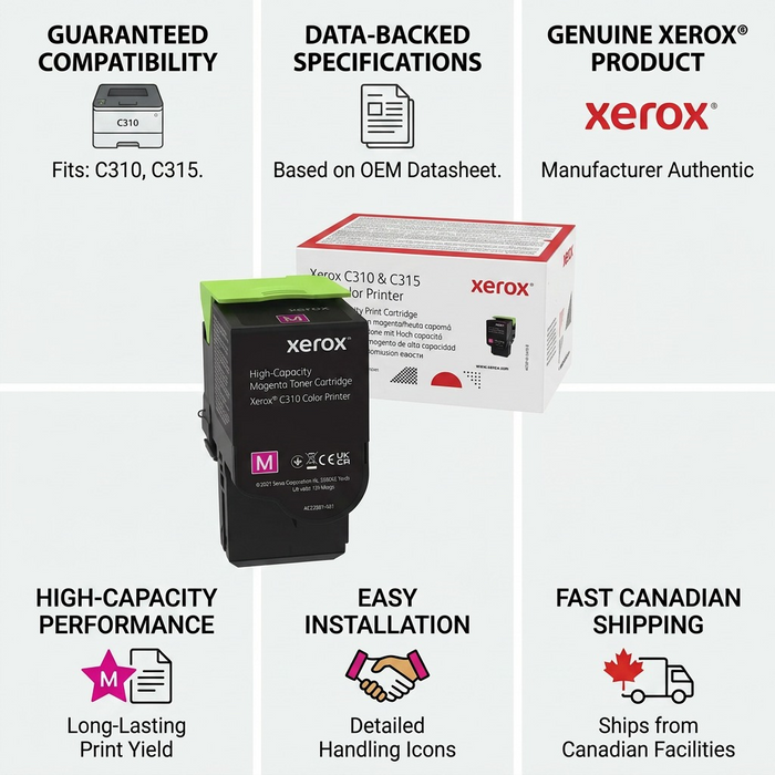 006R04366 Genuine Xerox Magenta High Capactiy Toner Cartridge, Xerox C310 & C315 Color Printer – Laser | Xerox