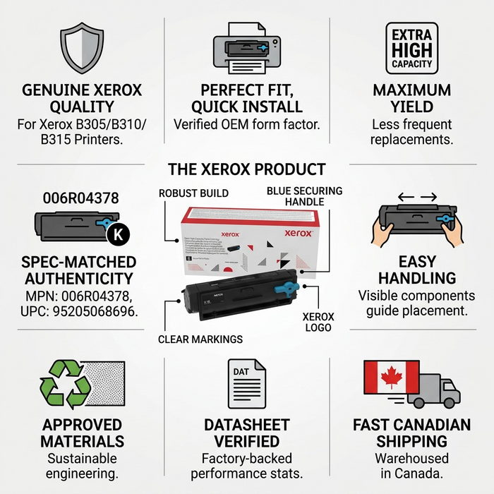 006R04378 Genuine Xerox Black Extra High Capacity Toner Cartridge, Xerox B305/B310/B315 Printer – Laser | Xerox