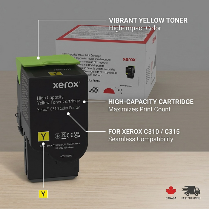 006R04367 Genuine Xerox Yellow High Capactiy Toner Cartridge, Xerox C310 & C315 Color Printer – Laser | Xerox