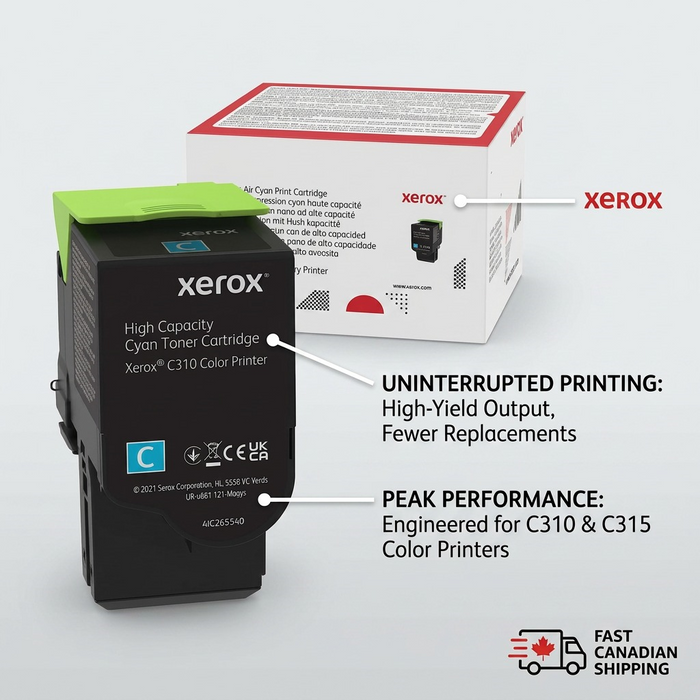 006R04365 Genuine Xerox Cyan High Capactiy Toner Cartridge, Xerox C310 & C315 Color Printer – Laser | Xerox