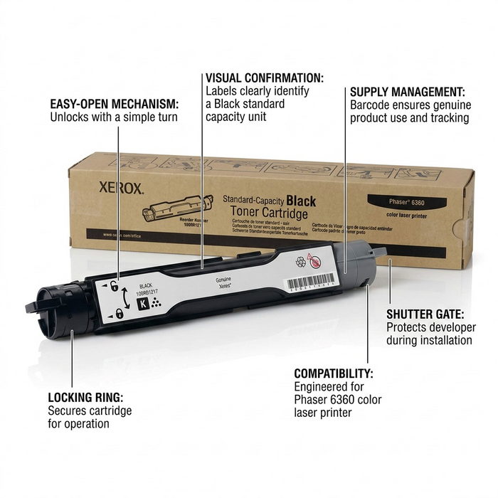 106R01217 Black Standard Capacity Toner Cartridge, Phaser 6360 – Laser | Xerox