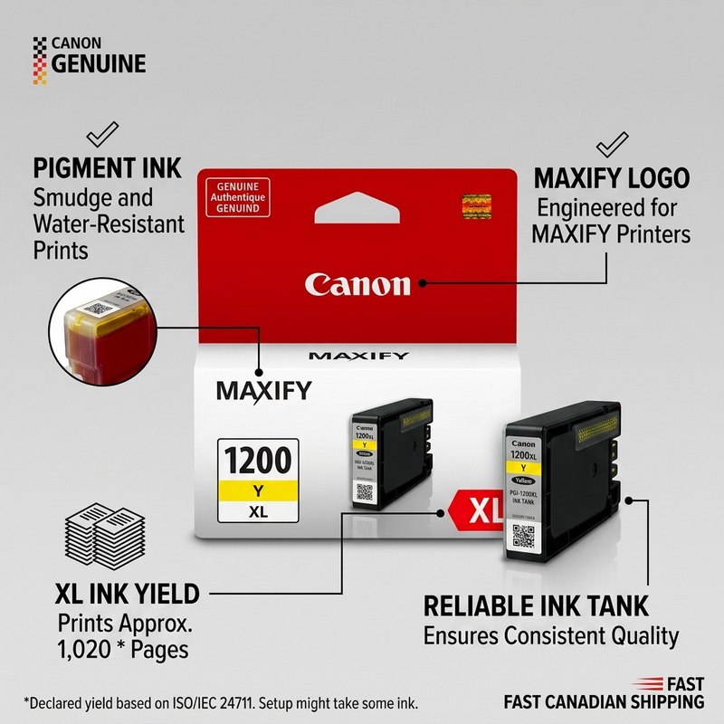 PGI-1200XL Yellow Pigment Ink Tank SKU 9198B001 – Inkjets | Canon