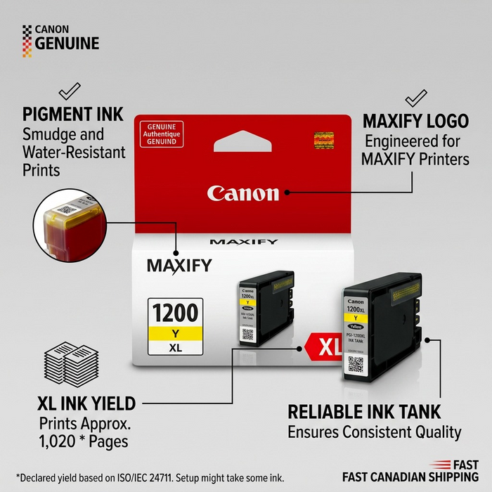 PGI-1200XL Yellow Pigment Ink Tank SKU 9198B001 – Inkjets | Canon