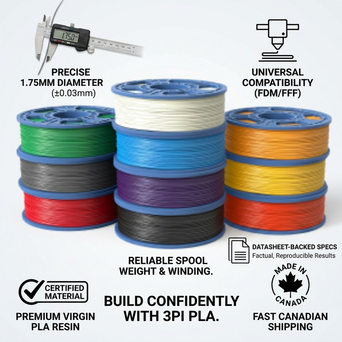 3D PLA Filament Spool, 1.75mm Diameter, 0.75kg - 10 pack – 3D Filament | 3PI Tech Solutions, Inc