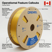 3D Silk PLA Filament Spool – Gold, 1.75 mm, 0.75 kg