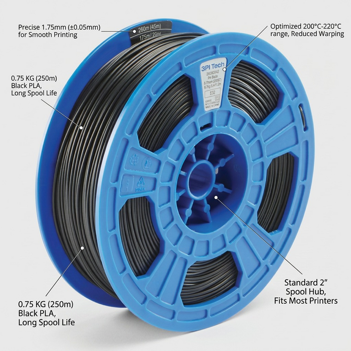 3D PLA Filament Spool, 1.75mm Diameter, 0.75kg – 3D Filament | 3PI Tech Solutions, Inc