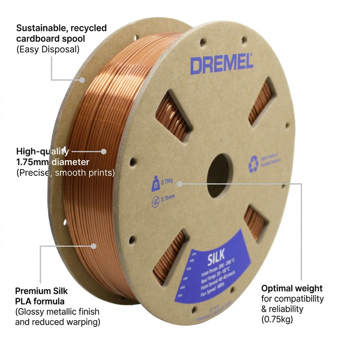 3D Silk PLA Filament Spool, 1.75mm Diameter, Copper 0.75kg – 3D Filament | 3PI Tech Solutions, Inc