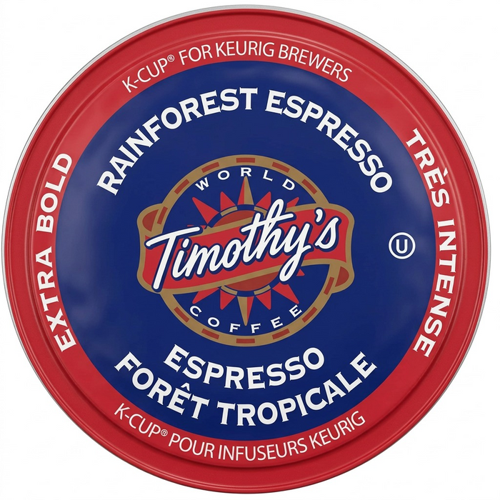 COFFEE-K CUP TIMOTHY'S RAINFOREST ESPRESSO X-BOLD (01020) 24/BX – K-Cups | Keurig Canada Inc.