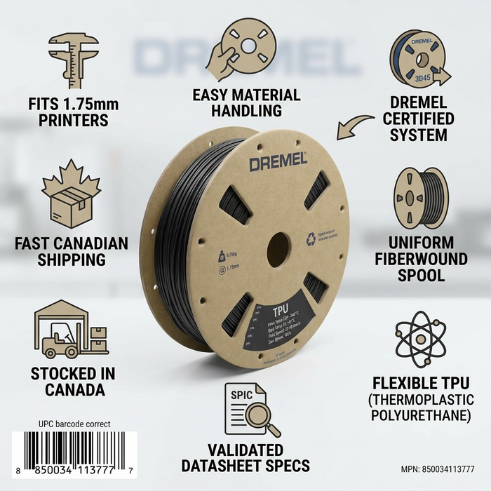 3D TPU Filament Spool, 1.75mm Diameter, Black 0.75kg – 3D Filament | 3PI Tech Solutions, Inc
