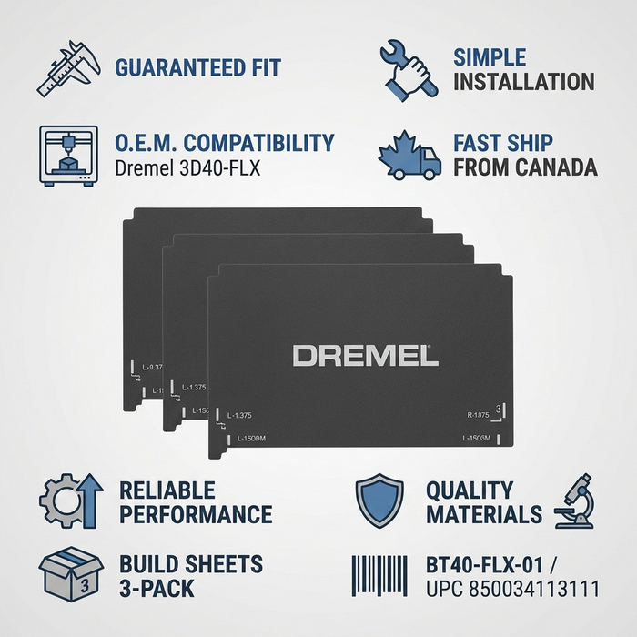 Dremel 3D40-FLX Build Sheets (3 pack) – 3D Printer Accessories | 3PI Tech Solutions, Inc