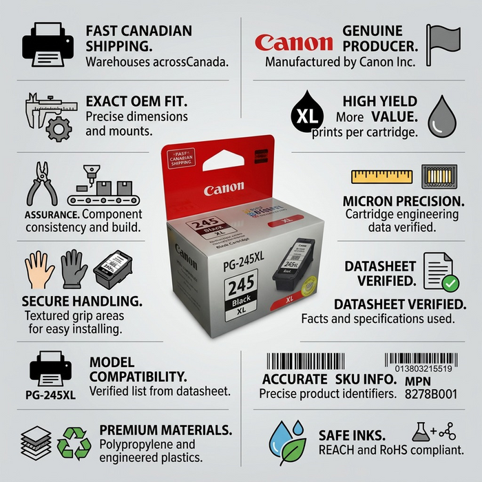 PG-245XL Black Cartridge SKU 8278B001 – Inkjets | Canon