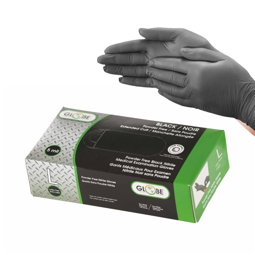 Nitrile Gloves Powder Free 5mil Black Medical - Large (box of 100) – Gloves | Globe Commercial Products