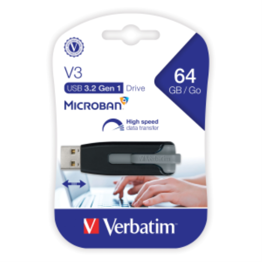 Verbatim 64GB Store 'n' Go V3 USB 3.0 Flash Drive – Black/Grey