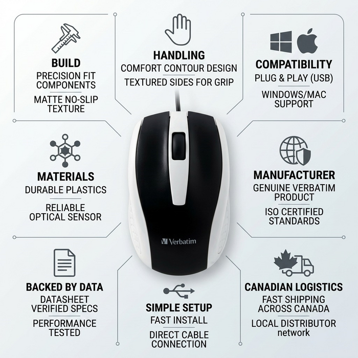 Verbatim Wired Optical Bravo Mouse - White – Keyboards & Mice | Verbatim