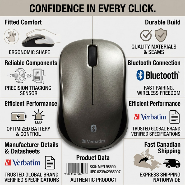 Verbatim Bluetooth Wireless LED Mouse - Graphite – Keyboards & Mice | Verbatim