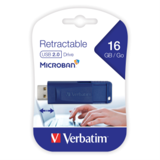 Verbatim 16GB USB Flash Drive – Blue, Retractable