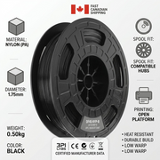 3D Nylon Filament Spool – Black, 1.75 mm, 0.50 kg