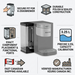 A detailed informative graphic focusing on the accurate 3.25L Keurig K-2500 reservoir with trust icons.