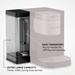 ~ Keurig K-2500 3.25L reservoir feature graphic with callouts: Removable Tank, Integrated Handle, and clear construction.
