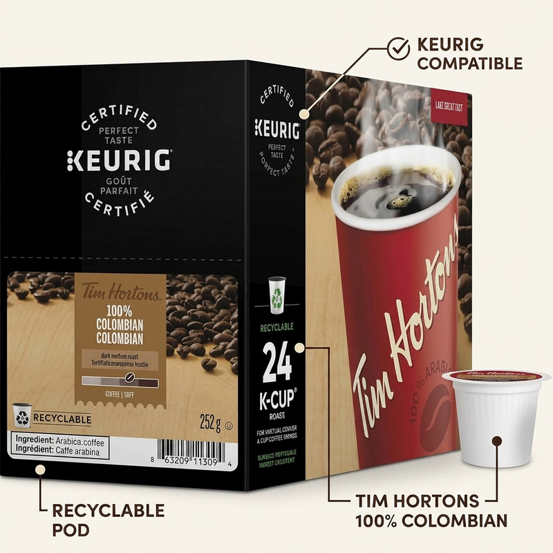 COFFEE-K CUP TIM HORTONS 100% COLOMBIAN-11309 24/BX – K-Cups | Keurig Canada Inc.