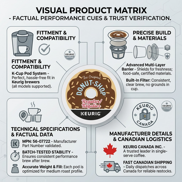 COFFEE-K CUP DONUT SHOP ORIGINAL MEDIUM ROAST, REGULAR-32095 24/BX – K-Cups | Keurig Canada Inc.