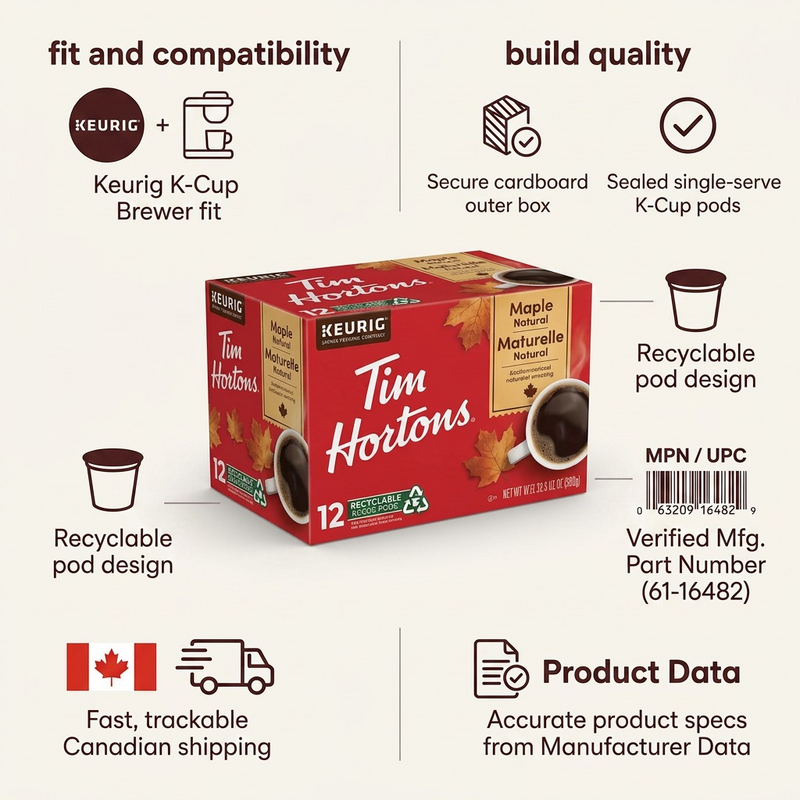 Tim Hortons Coffee Single Serve - Thtn Kc Maple Natural 12Ct Bil – K-Cups | Keurig Canada Inc.
