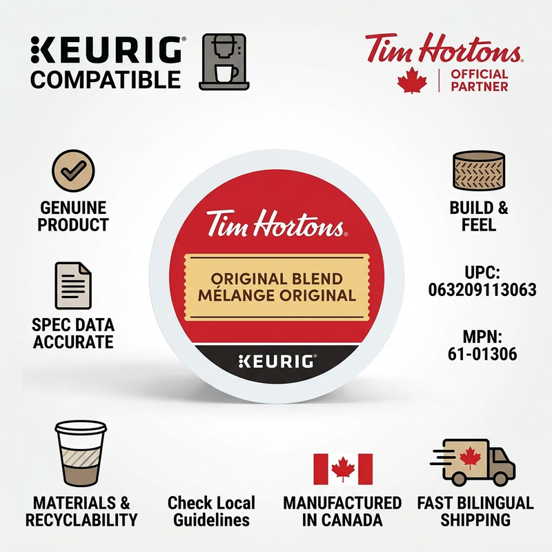 COFFEE-K CUP TIM HORTONS ORIGINAL BLEND MEDIUM ROAST-349469 24/BX – K-Cups | Keurig Canada Inc.