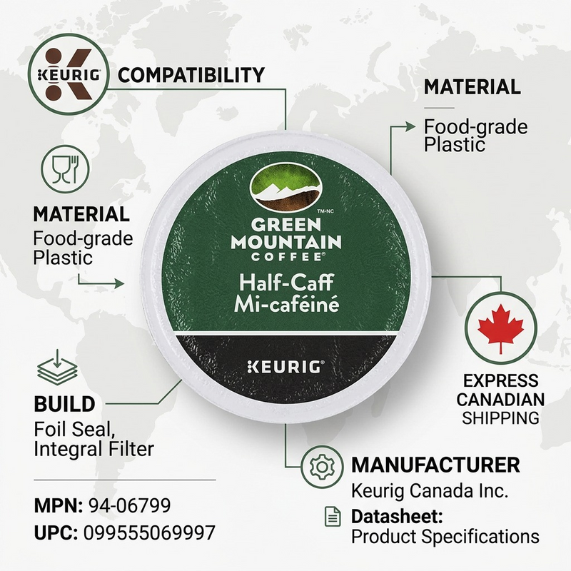 COFFEE-K CUP GREEN MOUNTAIN HALF-CAFF MEDIUM ROAST 24/BX – K-Cups | Keurig Canada Inc.