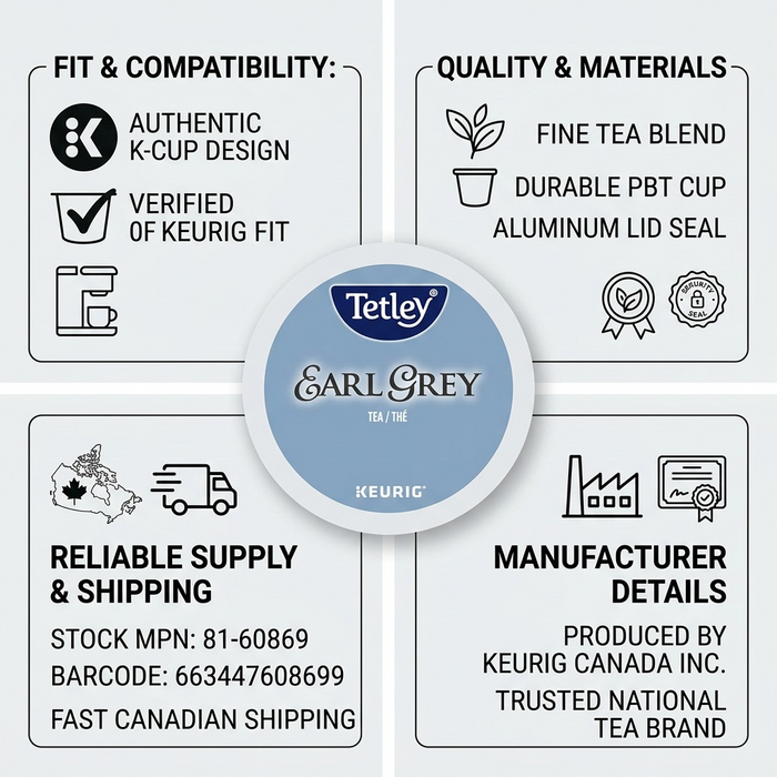TEA-K CUP TETLEY EARL GREY 24/BX 24/BX – K-Cups | Keurig Canada Inc.