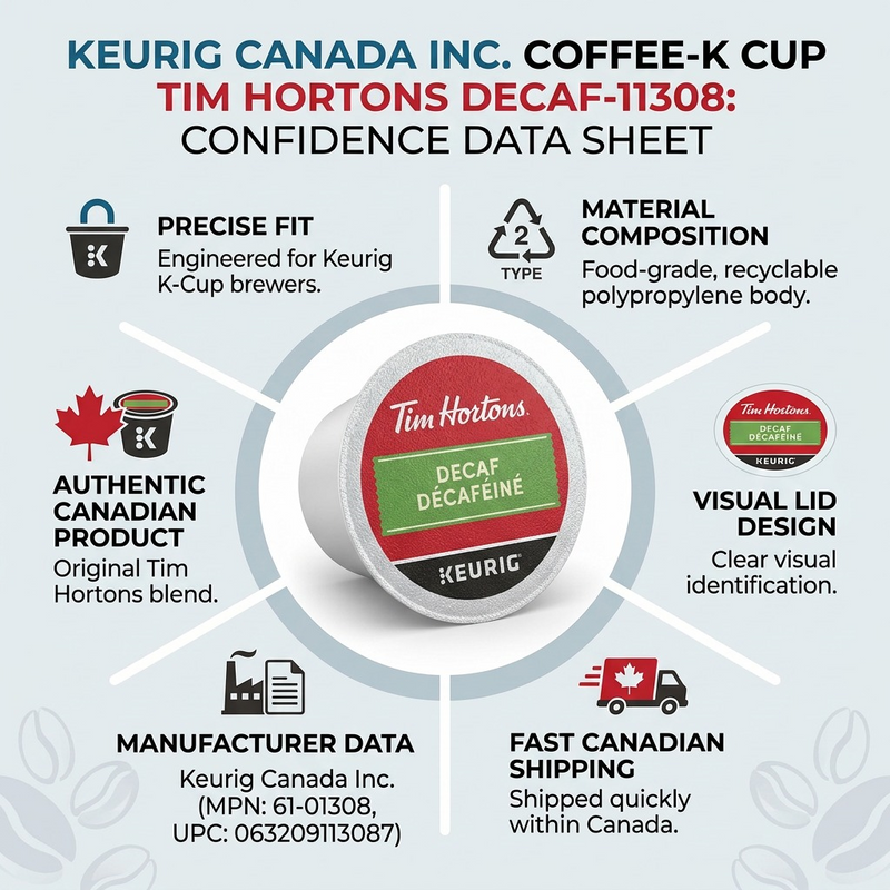 COFFEE-K CUP TIM HORTONS DECAF-11308 24/BX – K-Cups | Keurig Canada Inc.