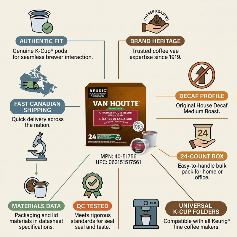 COFFEE-K CUP VAN HOUTTE ORIGINAL HOUSE DECAF 24/BX-34717 24/BX – K-Cups | Keurig Canada Inc.